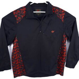 Heybo Fish Black Camo Pullover Windbreaker Jacket Men's Size XL Fishing 1/4 Zip